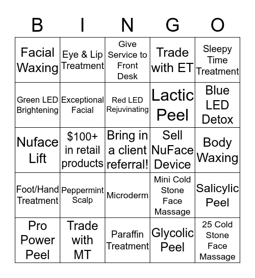 Esthetician Bingo  Bingo Card