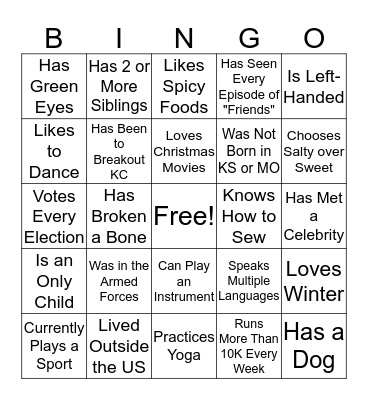 KCCYP BINGO Card