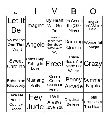KARAOKE MUSIC CARD Bingo Card