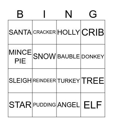 CHRISTMAS Bingo Card