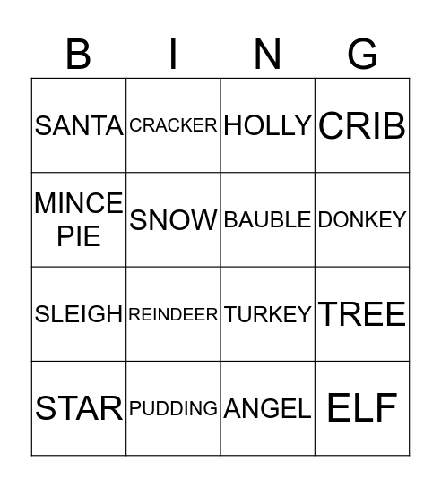 CHRISTMAS Bingo Card