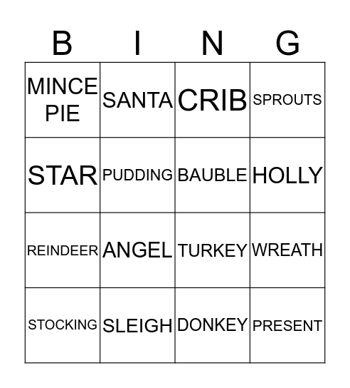 CHRISTMAS Bingo Card
