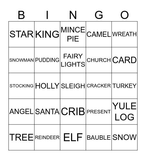 CHRISTMAS Bingo Card