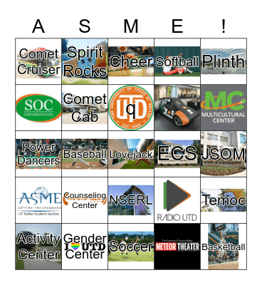 ASME Competitions Team Fundraiser Bingo Card