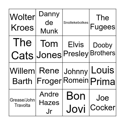 Nogal Wiedus Muziekronde Bingo Card