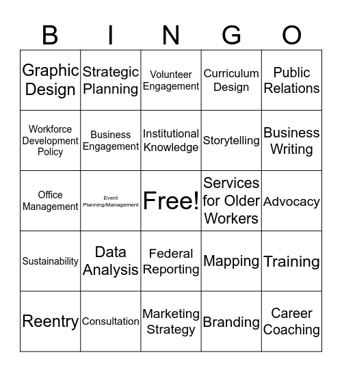 Strategy and Mission Advancement Bingo! Bingo Card
