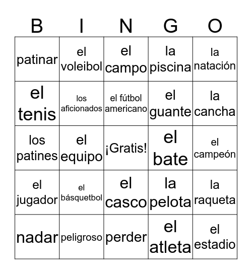Unidad 2 Vocabulario (contexto) Bingo Card