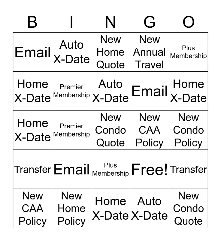Get to Work Bingo Card