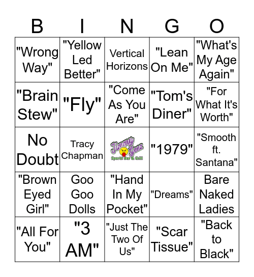 Jimmy Geez Music Bingo Card