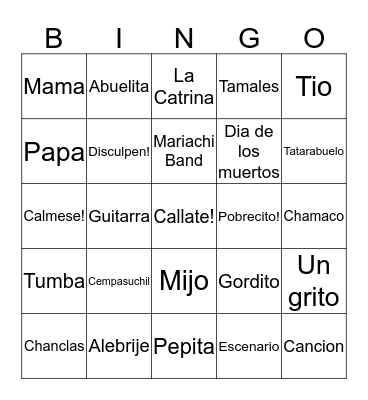 Coco Bingo Card