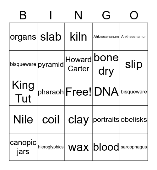 Pottery & Ancient Egypt Bingo Card