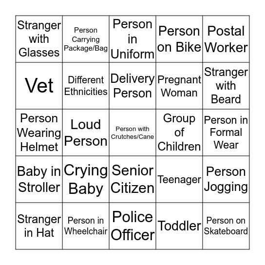 People Bingo Card