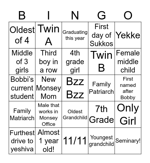 Goldbrenner Chanuka Bingo Card