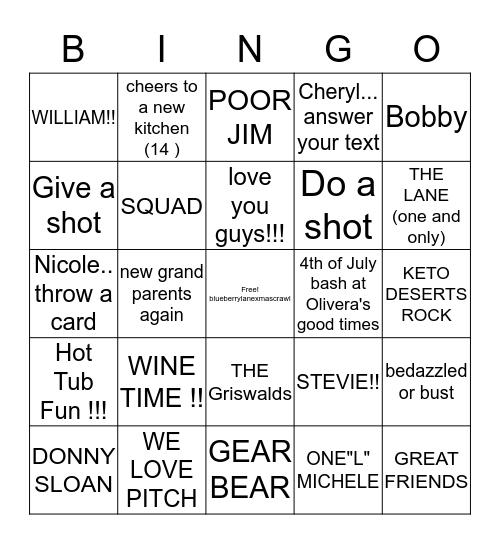 Blueberry Lane Xmas Crawl 2018 Bingo Card