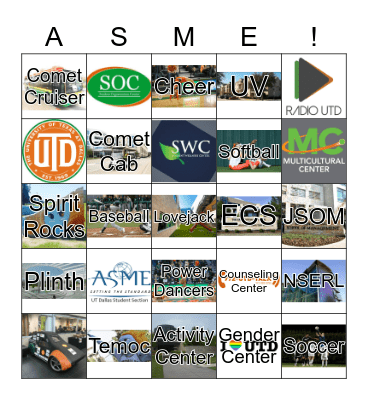 ASME Competitions Team Fundraiser Bingo Card