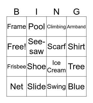 Bingo Picture Bingo Card