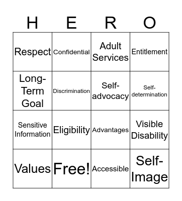 SuperHERO Bingo Card