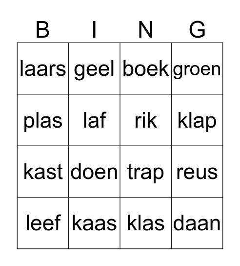 groep 3 Bingo Card