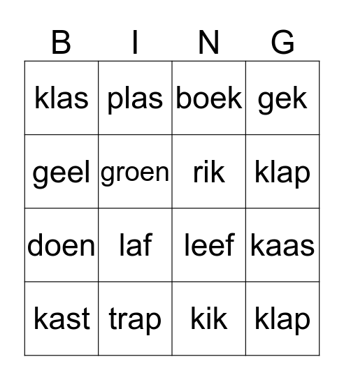 groep 3 Bingo Card