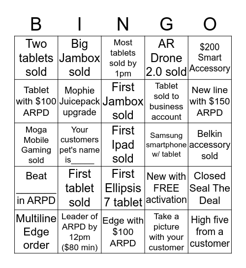 Black Friday Bingo Card