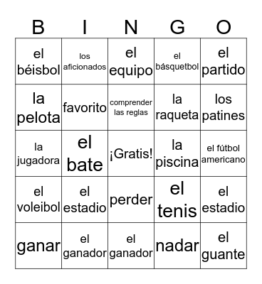 Unidad 2-1 Vocabulario (contexto) Bingo Card