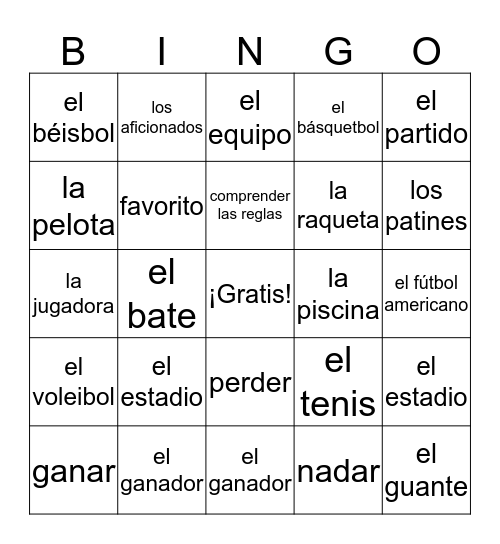 Unidad 2-1 Vocabulario (contexto) Bingo Card