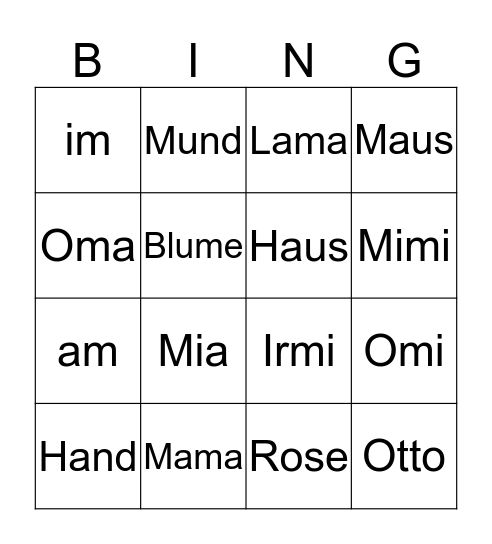Bingo Card