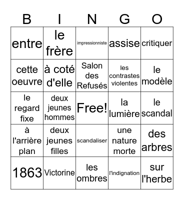 Déjeuner sur l'herbe par Manet Bingo Card