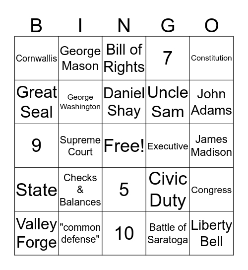 CBA 3 Bingo Card