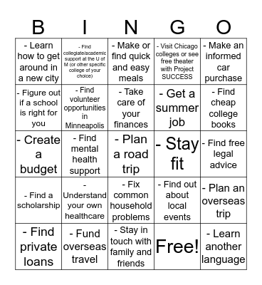 Resource BINGO! Bingo Card