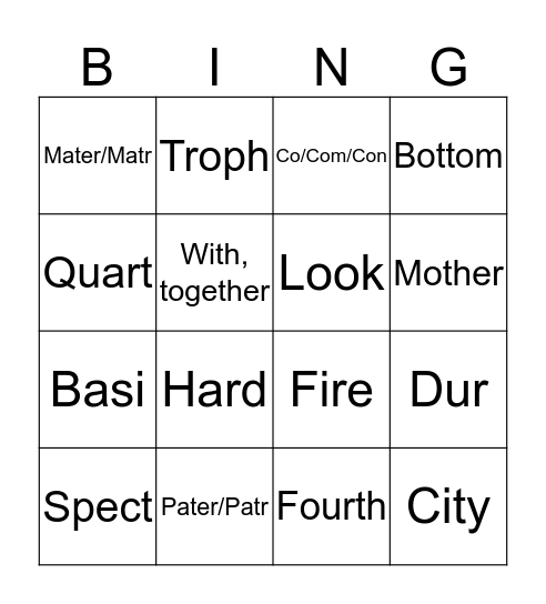 Roots 3 Bingo Card