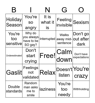 Trigger Bingo Card