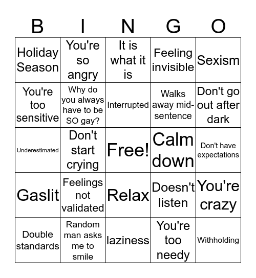 Trigger Bingo Card