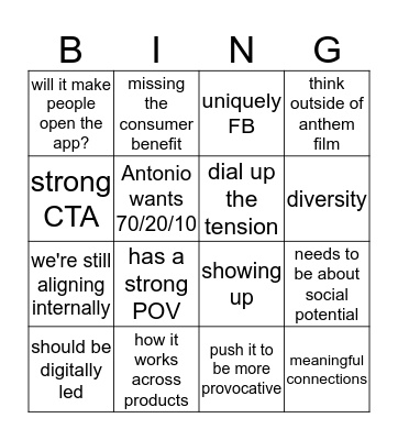 Feedback Bingo Card