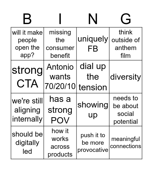 Feedback Bingo Card