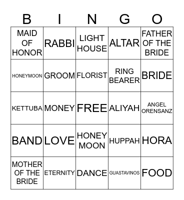 Wedding Bingo Card