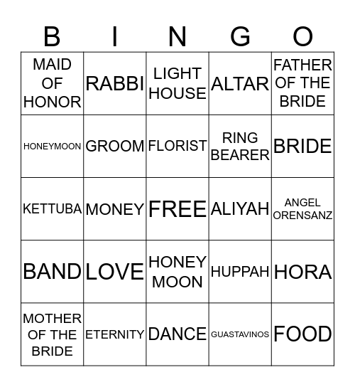 Wedding Bingo Card