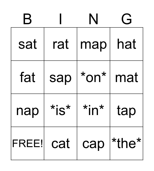 at & ap word BINGO Card