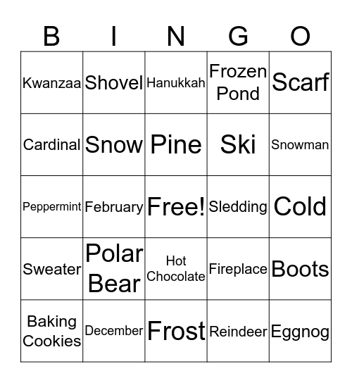 Winter Bingo Card