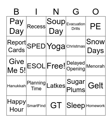 HSES Winter Bingo! Bingo Card