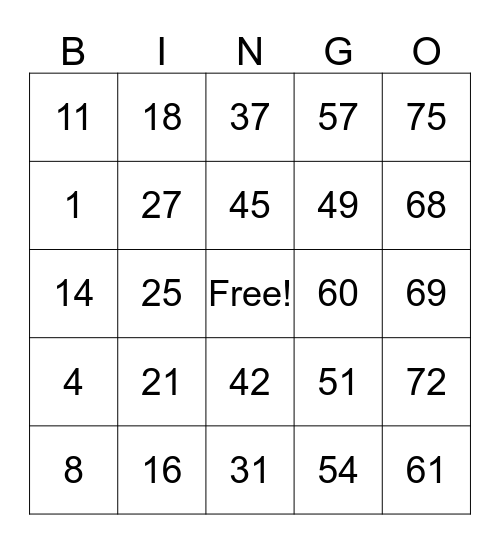 SKYLARK BINGO Card
