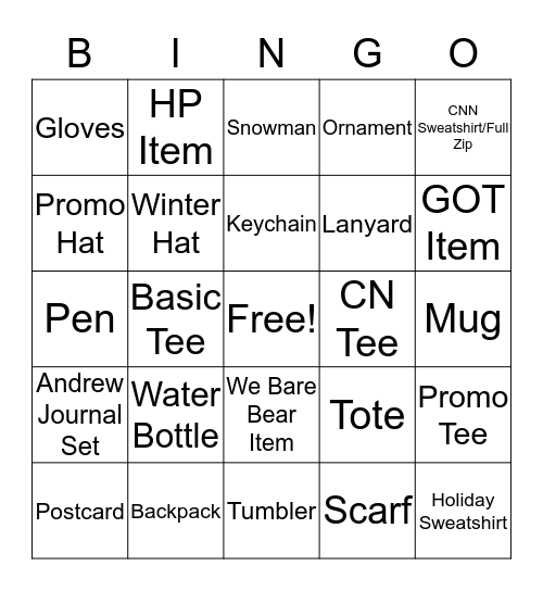 Employee Holiday Sale Contest  Bingo Card