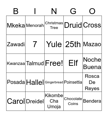 Holiday Hibernation Bingo Card