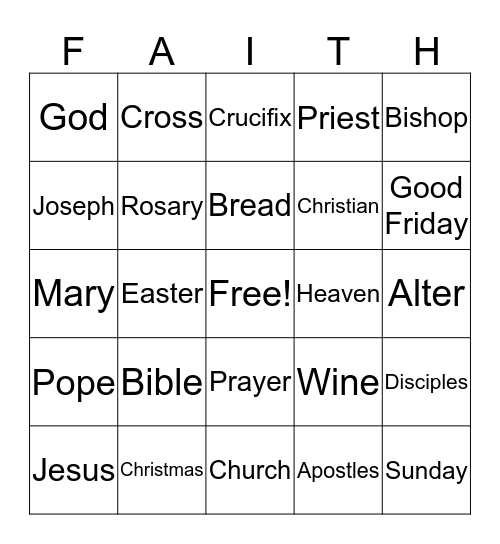 Christian Bingo Card