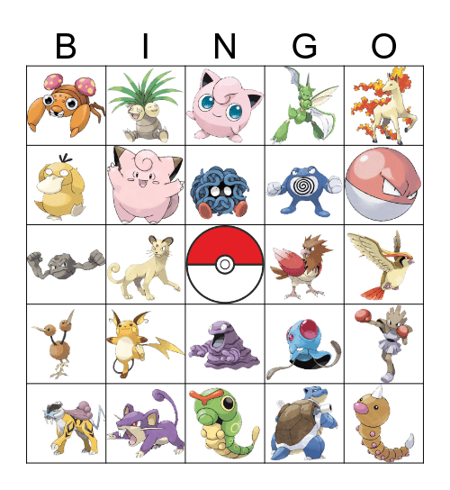 Pokemon Bingo Card