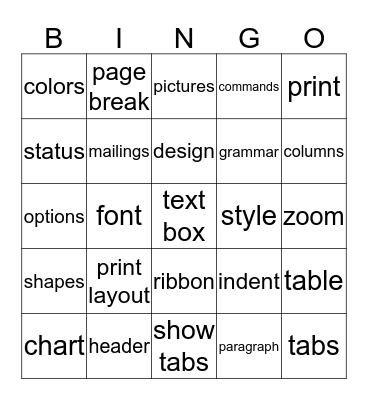 Know your Word Bingo Card