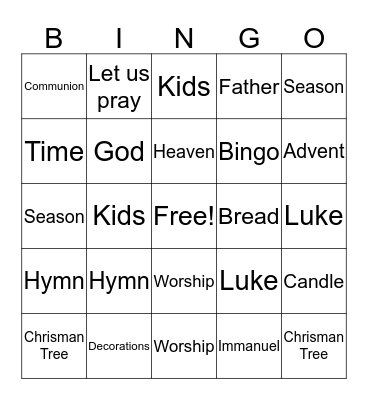 Worship Bingo Card