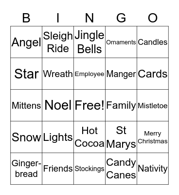 St Marys Employee Appreciation  Bingo Card