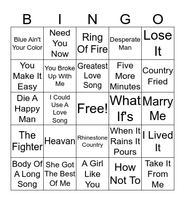 Musical Bingo Card
