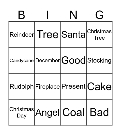 Christmas Bingo Card